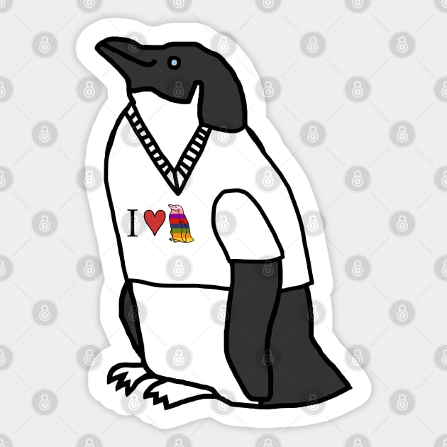 Penguin Wearing a T-Shirt Sticker by ellenhenryart